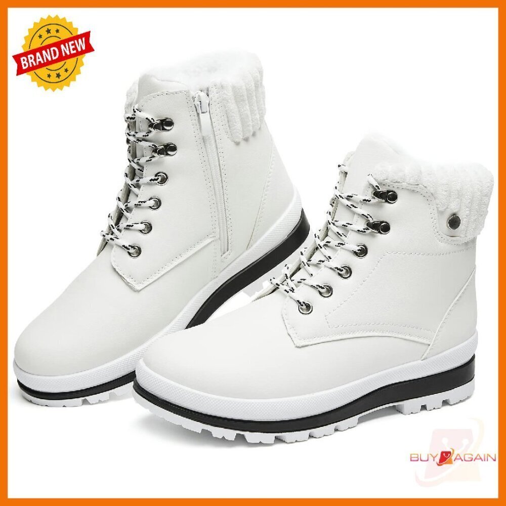 Women's Waterproof Ankle Boots, Fur Lined Winter Snow Boots, Non-Slip